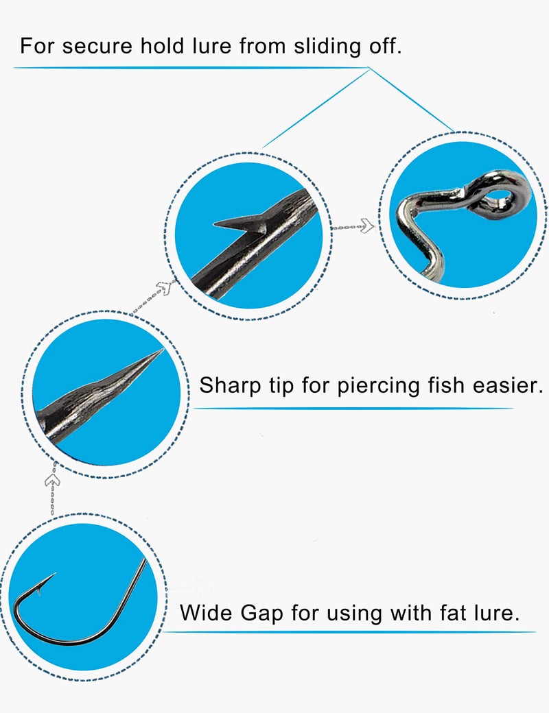 Facikono Bass Worm Hooks Offset Fishing Hooks 125pcs Wide Gap Bass Hook for Plastic Worms Bait Jig Fish Hooks - Image 5